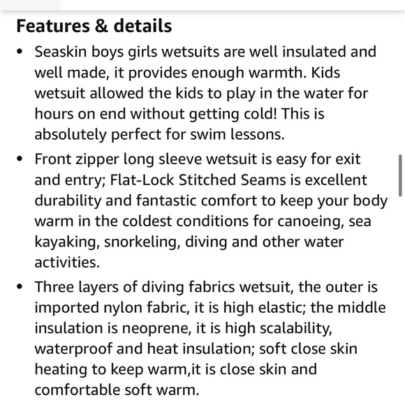 NWOT Seaskin Wet Suit for Girls Size 8 - Picture 8 of 13